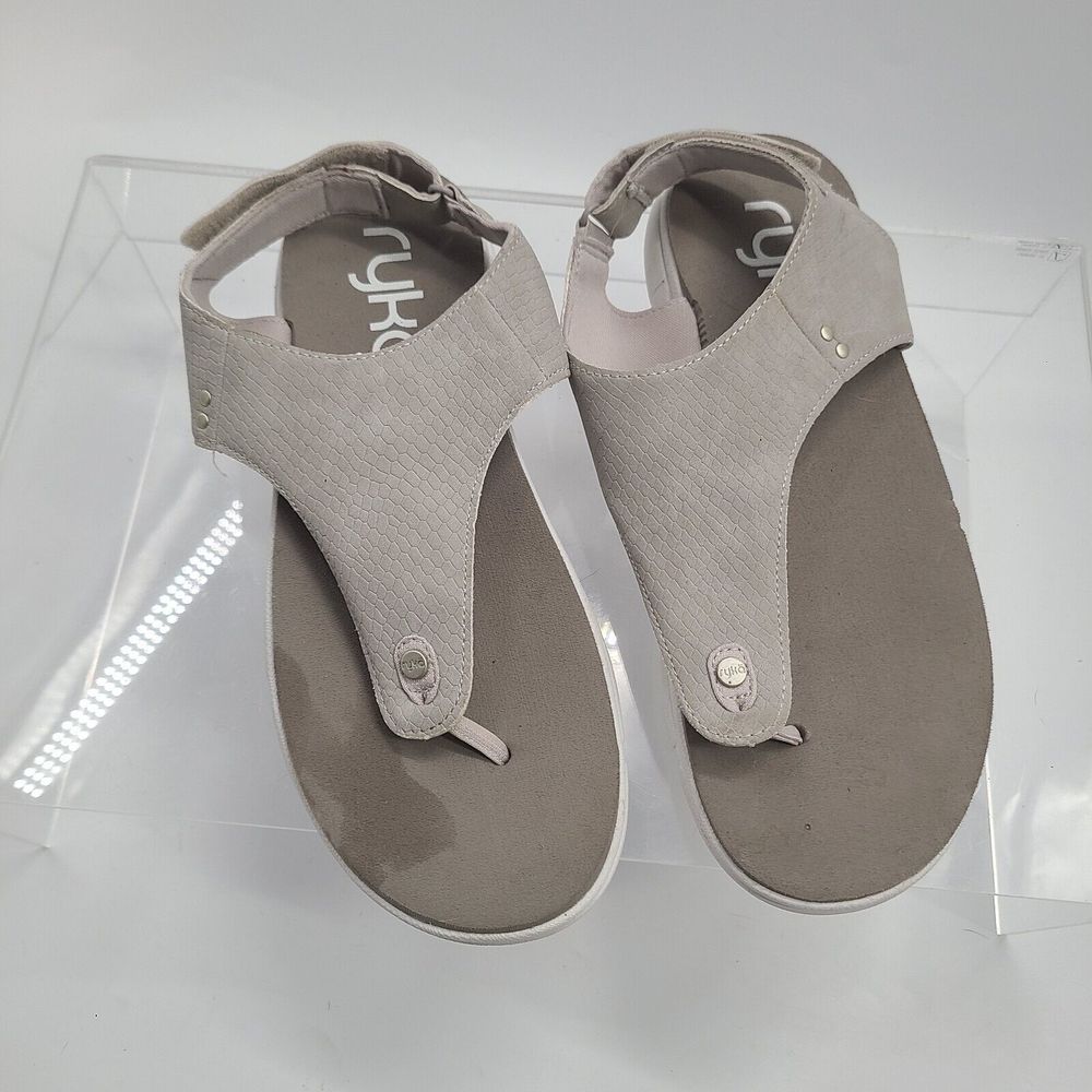 Ryka Womens Margo Cloud Grey  T-Strap Sandals‎ Size 9.5M